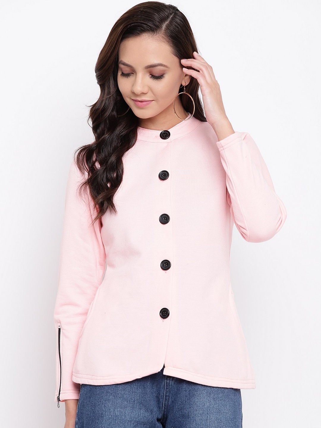 

BAESD Mock Collar Fleece Overcoat, Pink