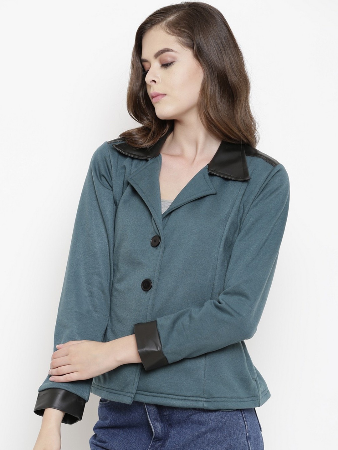 

BAESD Notched Lapel Fleece Overcoats, Teal