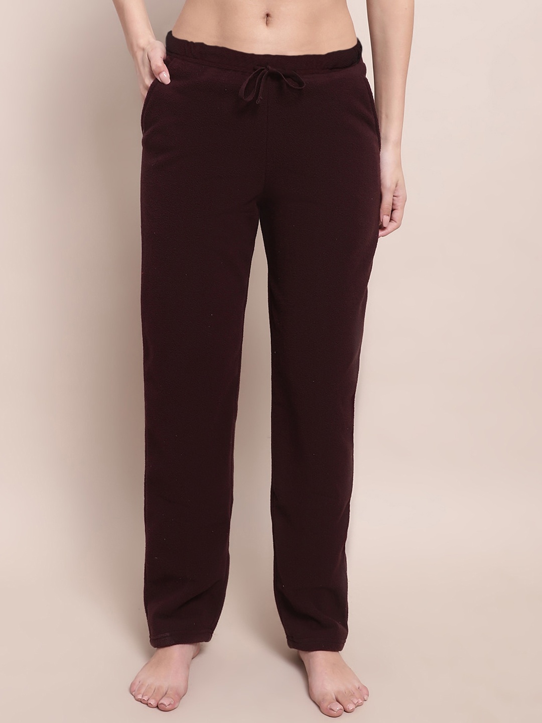 

Kanvin Women Maroon Mid-Rise Straight Lounge Pants