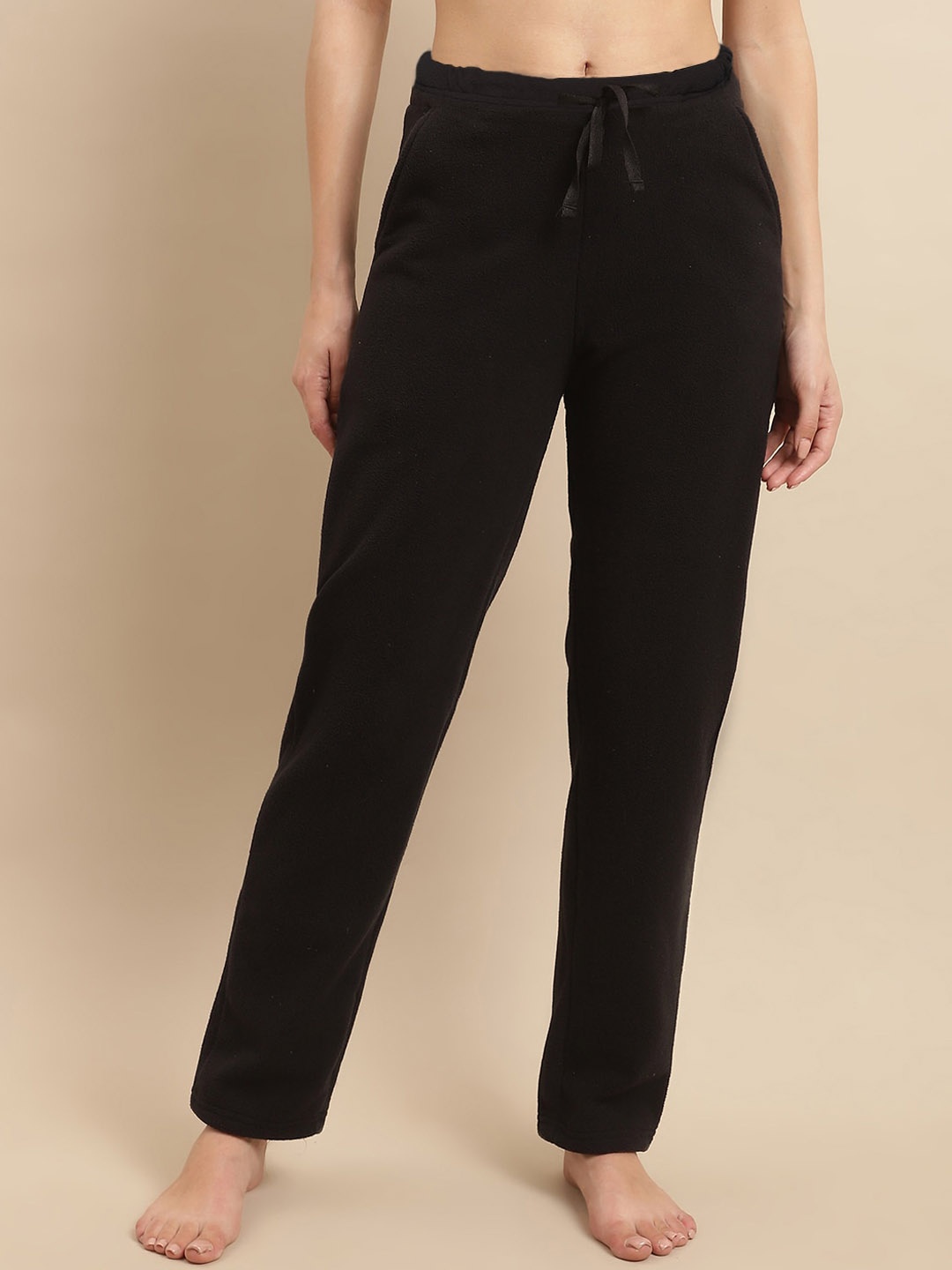 

Kanvin Women Black Mid-Rise Straight Lounge Pants