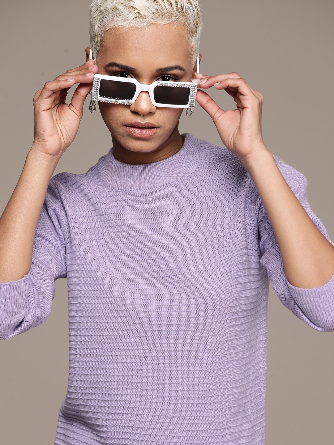 

Roadster Women Striped Pullover, Lavender