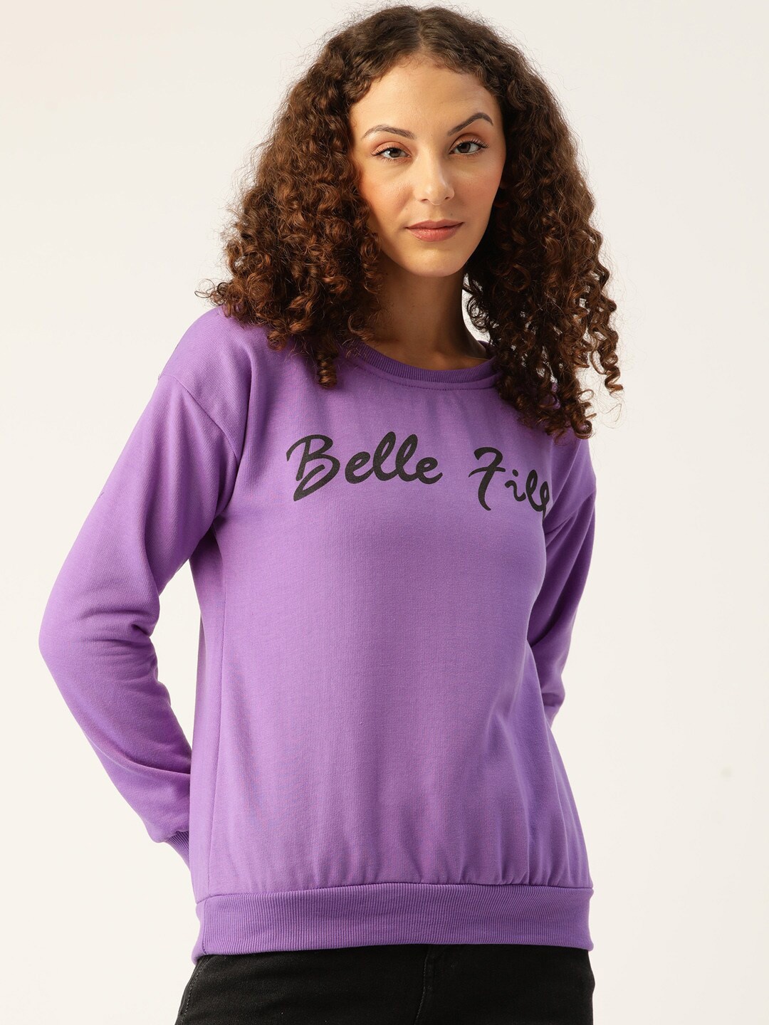 

BAESD Typography Printed Fleece Pullover Sweatshirt, Violet