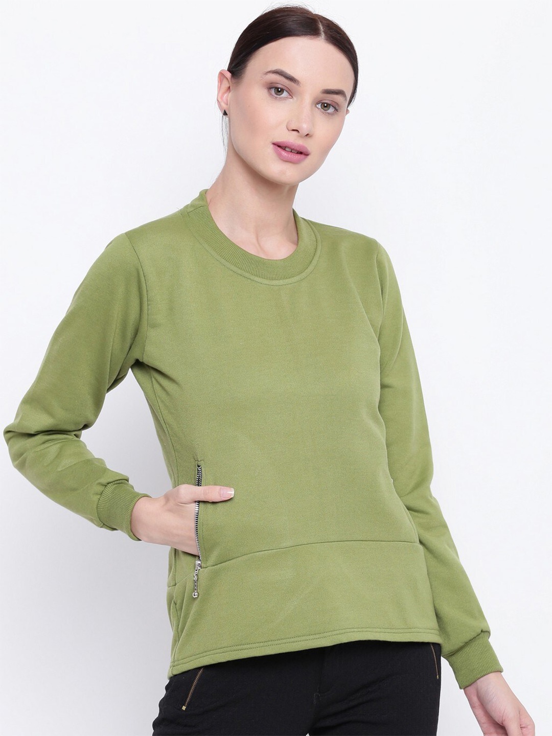 

BAESD Round Neck Fleece Sweatshirt, Olive