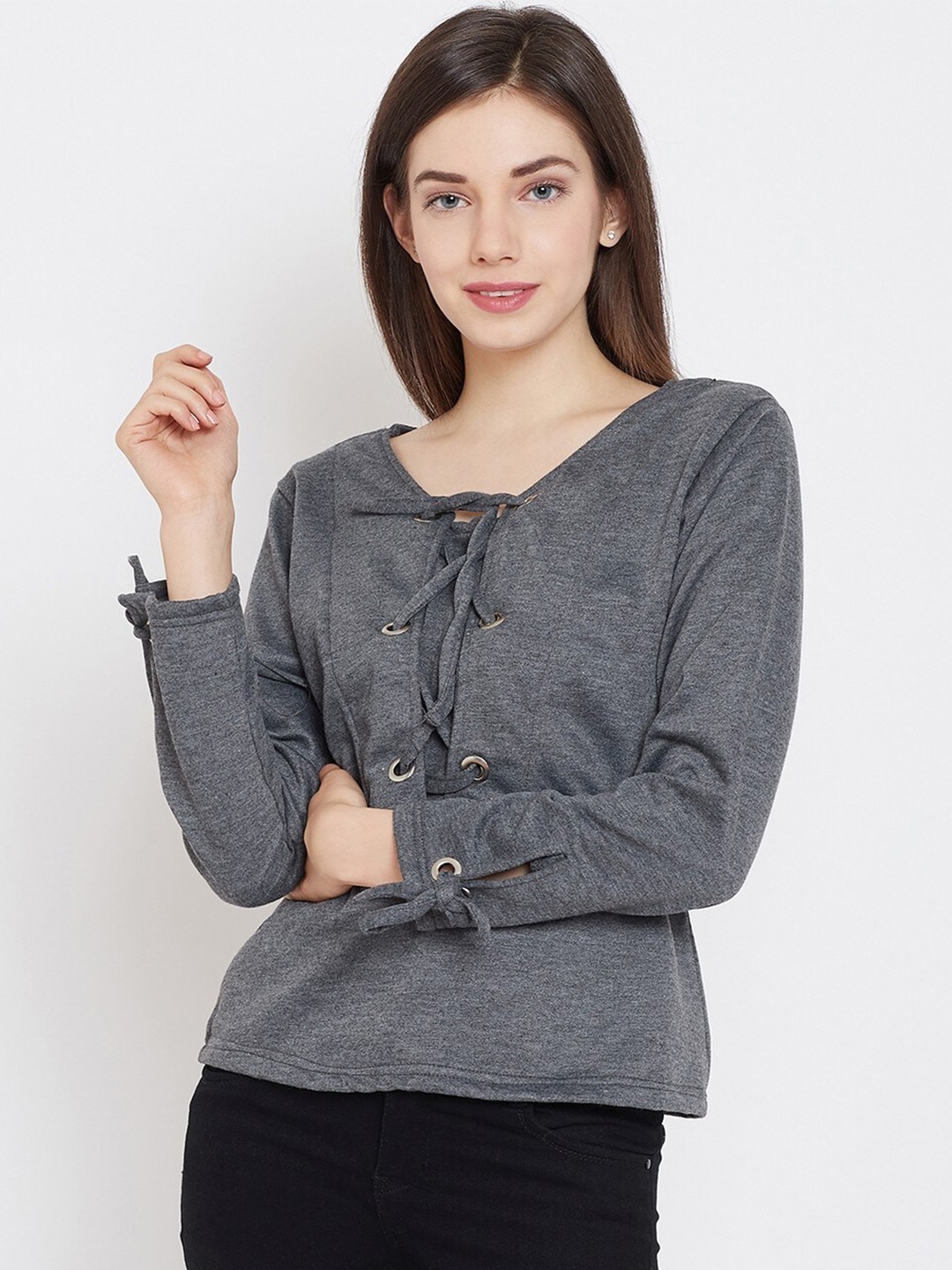

BAESD V-Neck Fleece Sweatshirt, Grey