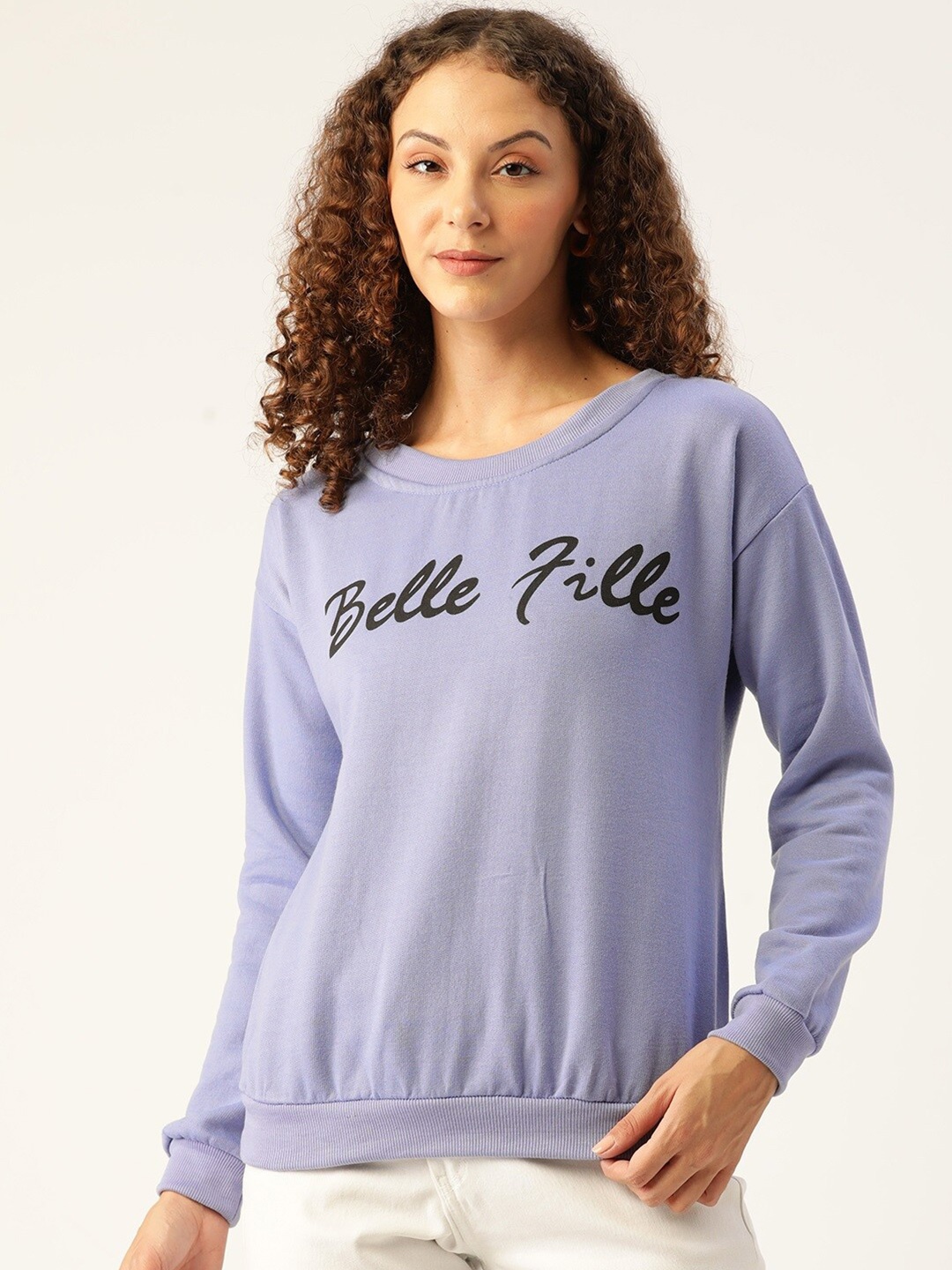 

BAESD Typography Printed Fleece Pullover Sweatshirt, Blue