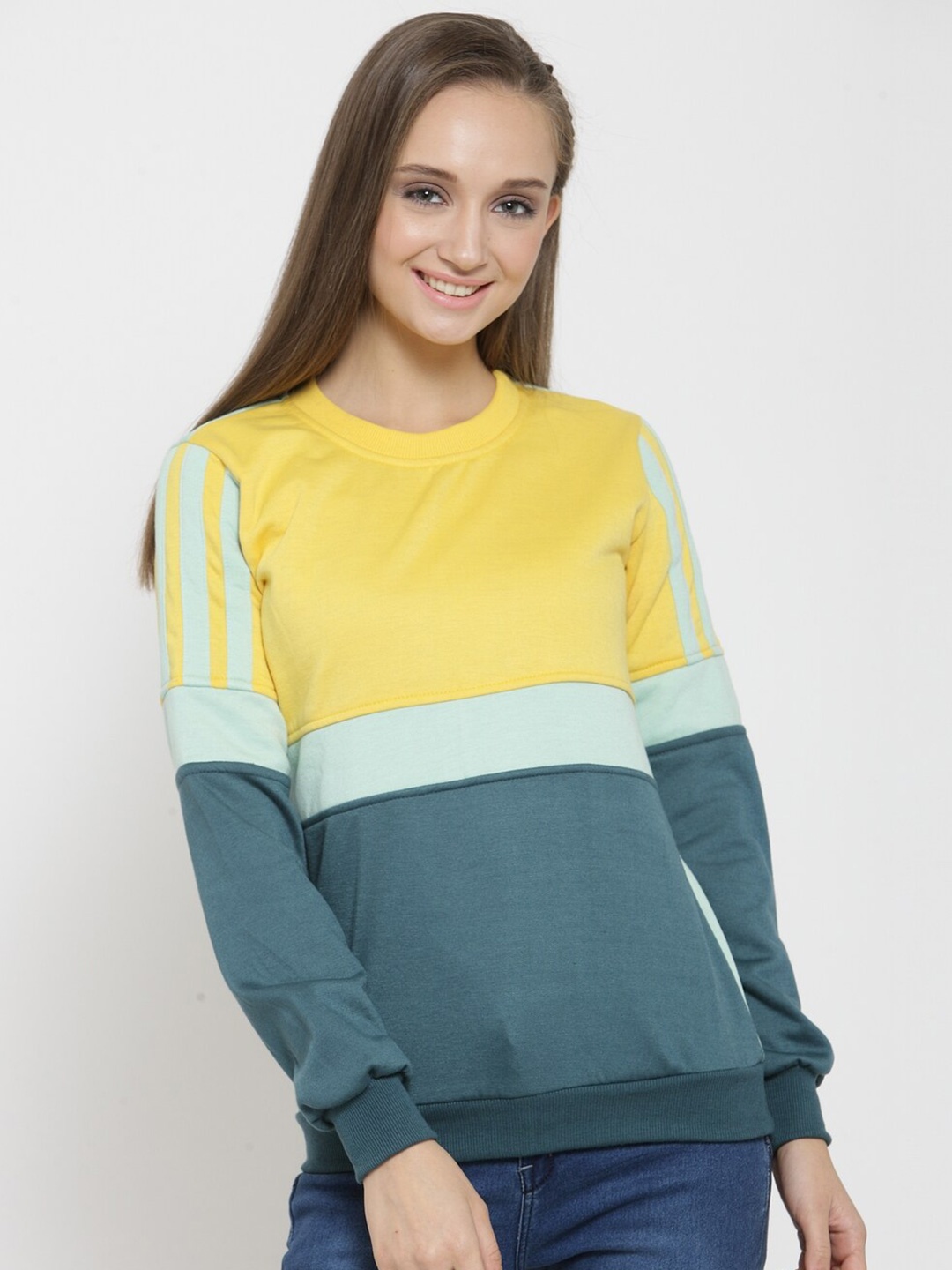 

BAESD Colourblocked Fleece Pullover Sweatshirt, Yellow