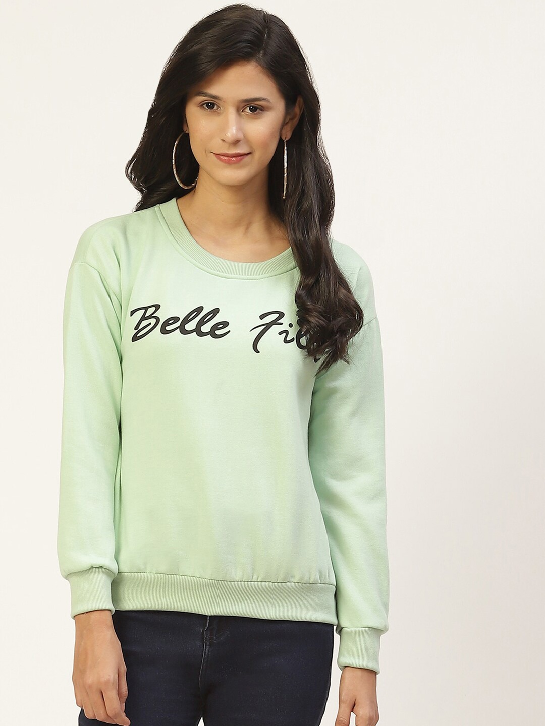 

BAESD Typography Printed Pullover Fleece Sweatshirt, Sea green
