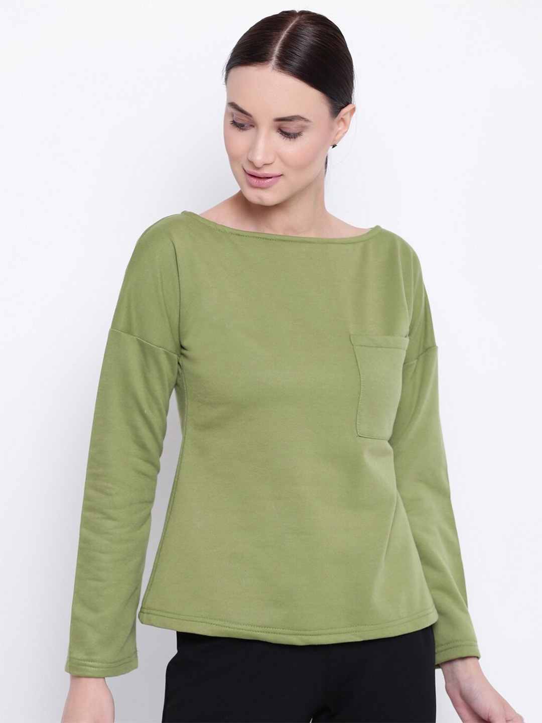 

BAESD Round Neck Pullover Fleece Sweatshirt, Olive