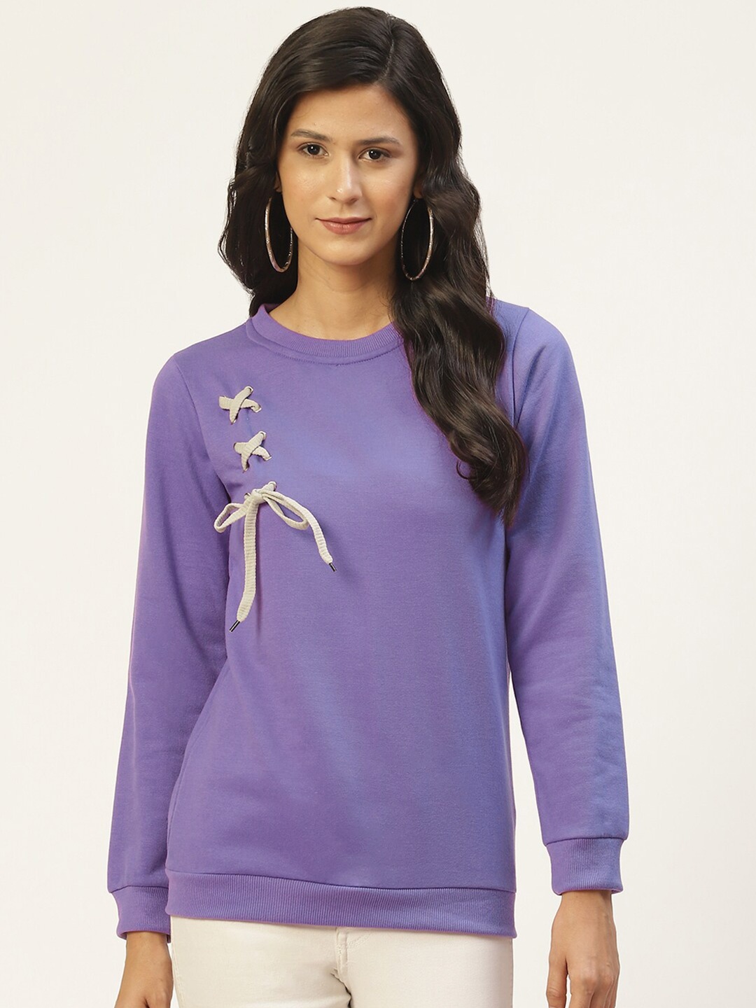 

BAESD Round Neck Fleece Pullover, Violet