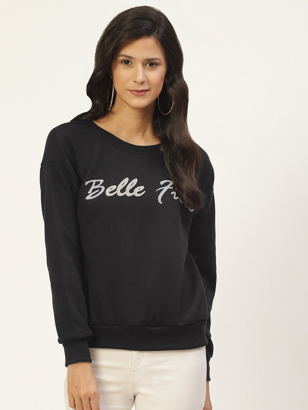 

BAESD Typography Printed Round Neck Sweatshirt, Black