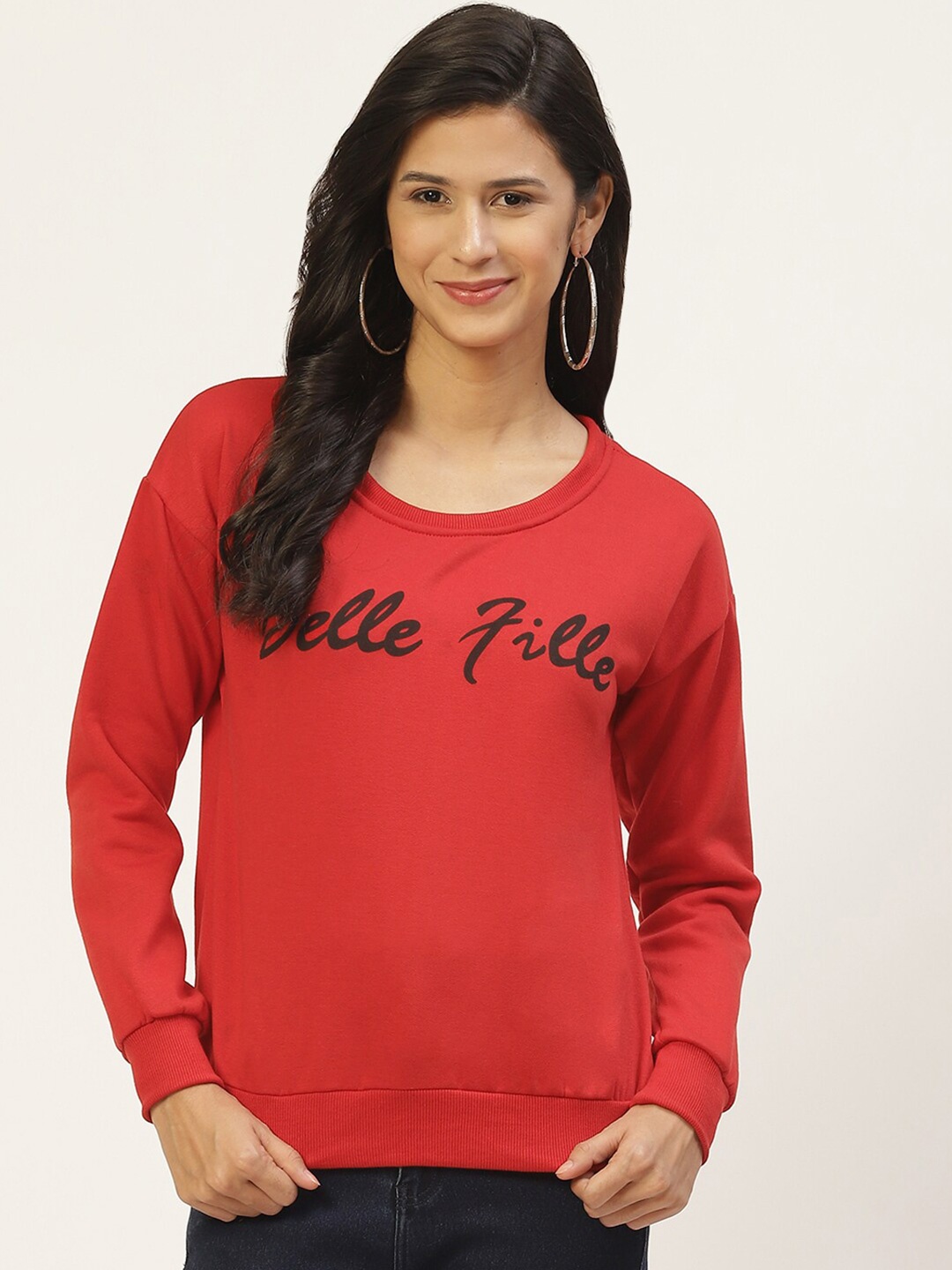 

BAESD Typography Printed Round Neck Sweatshirt, Red