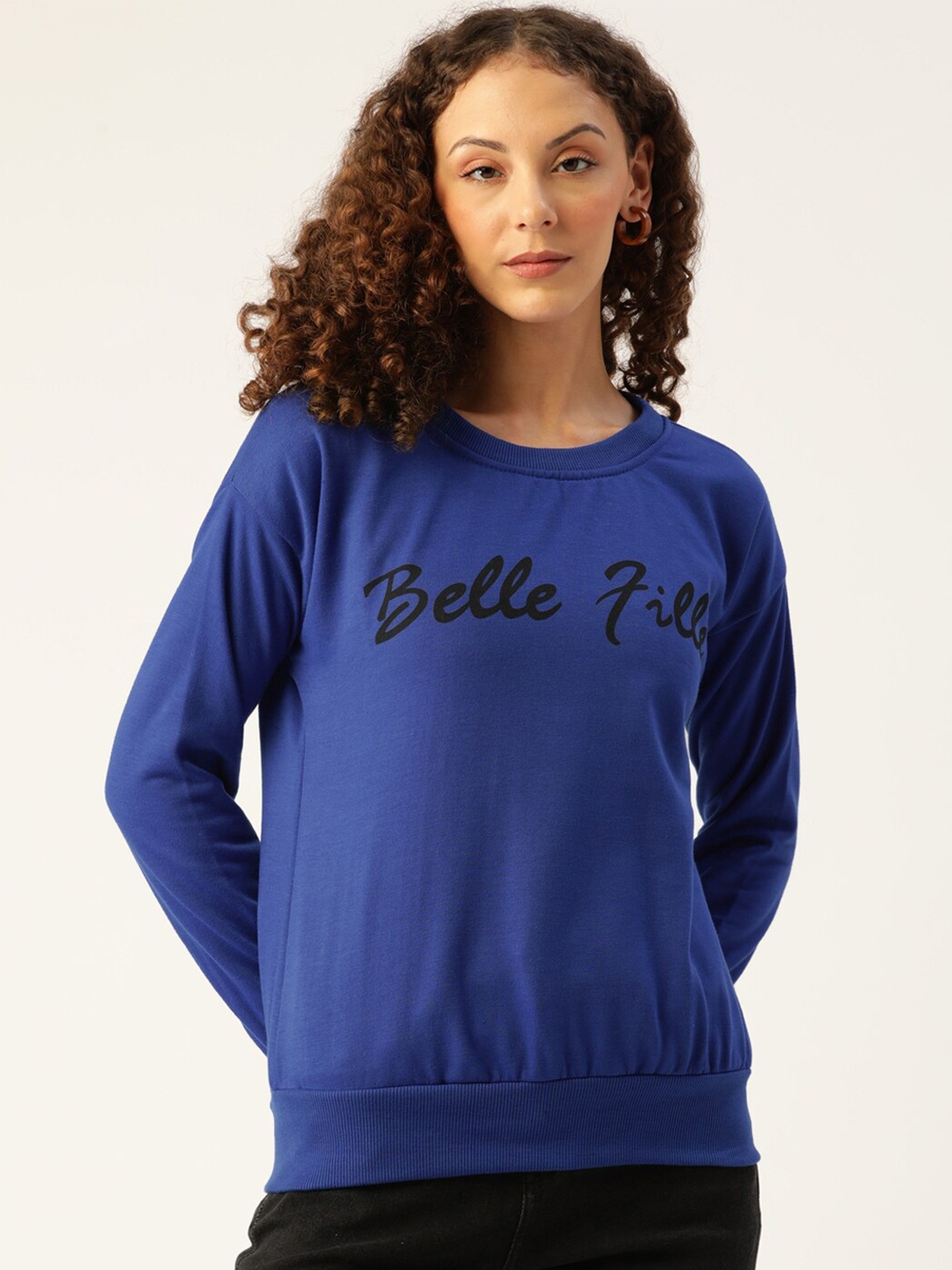 

BAESD Typography Printed Fleece Pullover Sweatshirt, Blue