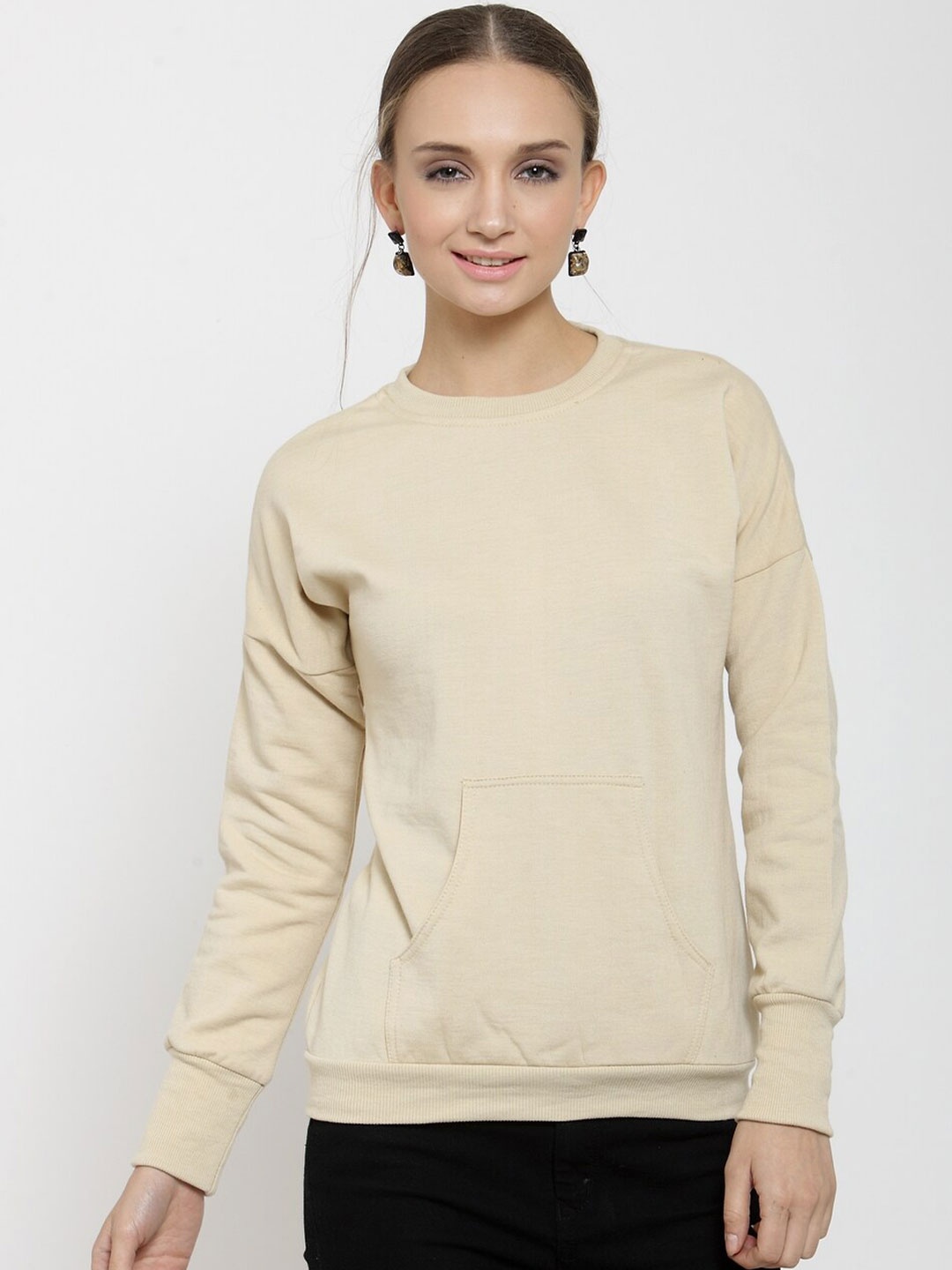 

BAESD Round Neck Fleece Sweatshirt, Beige