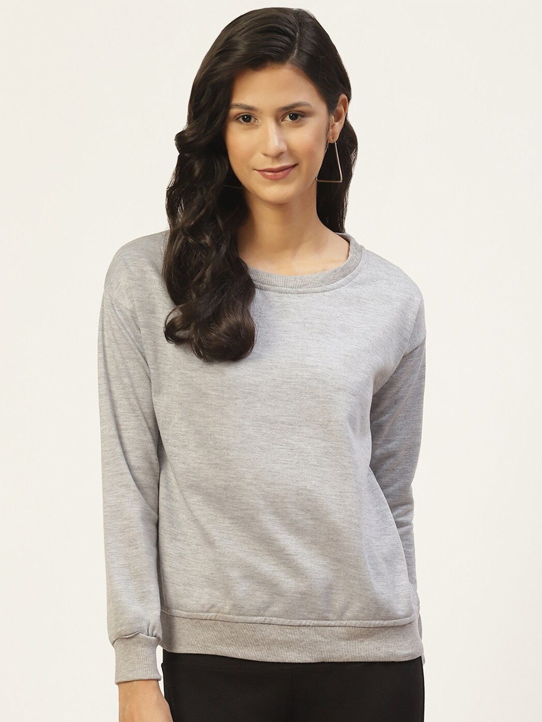 

BAESD Round Neck Fleece Sweatshirt, Grey melange