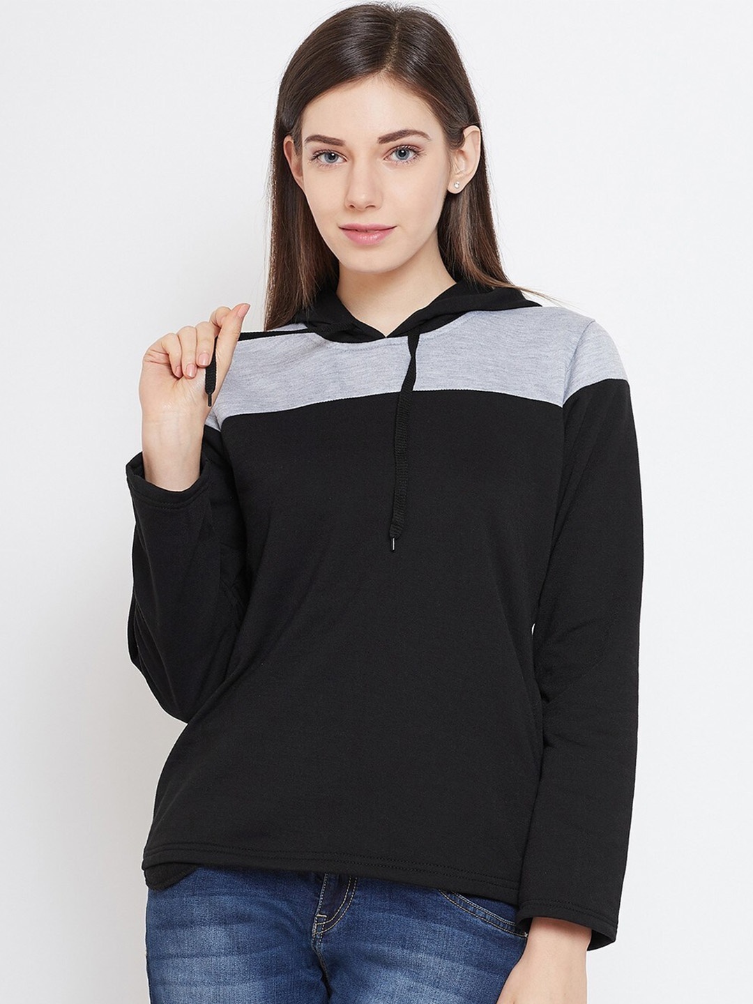 

BAESD Colourblocked Hooded Fleece Sweatshirt, Black