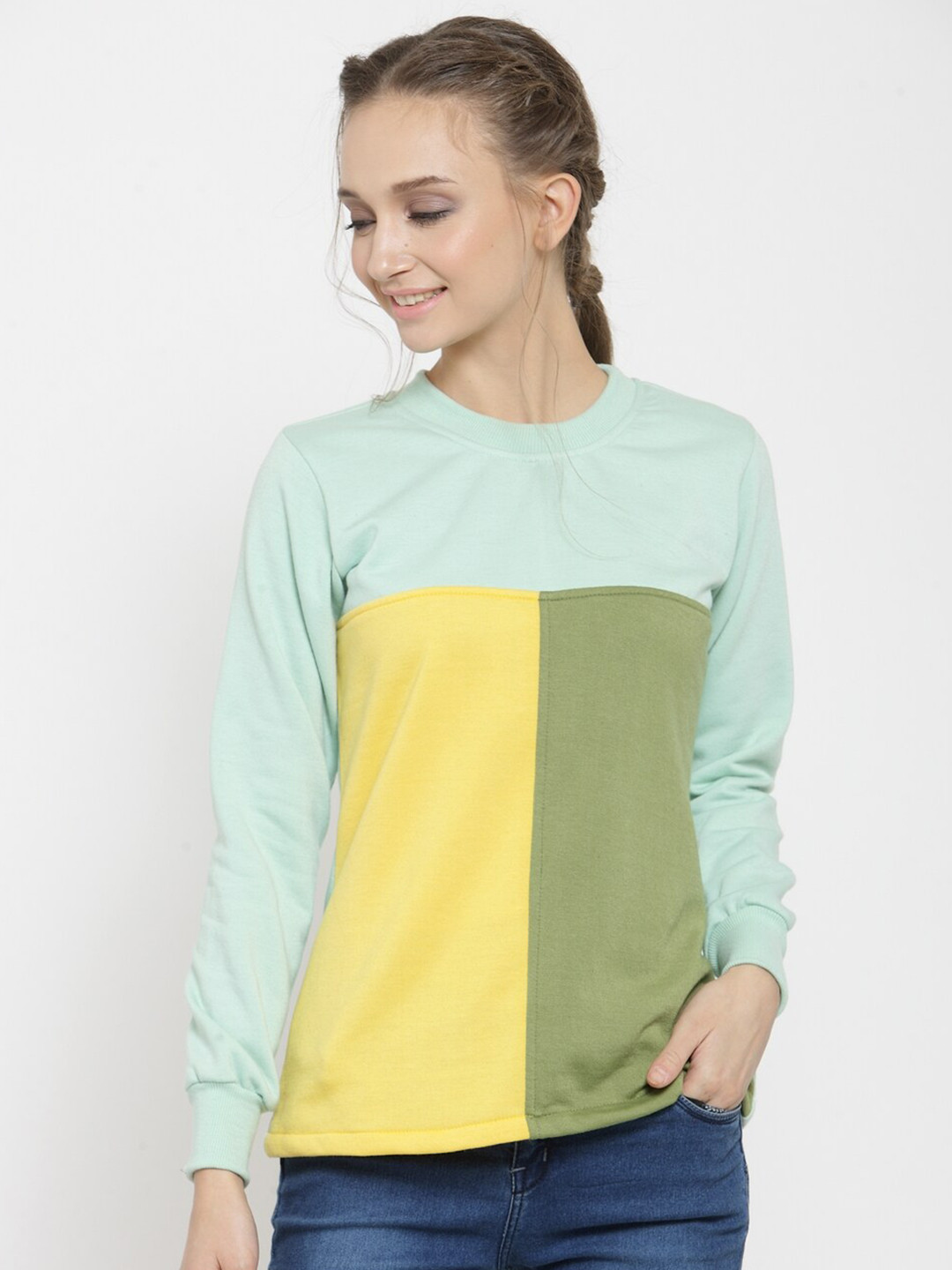 

BAESD Colourblocked Fleece Pullover, Sea green