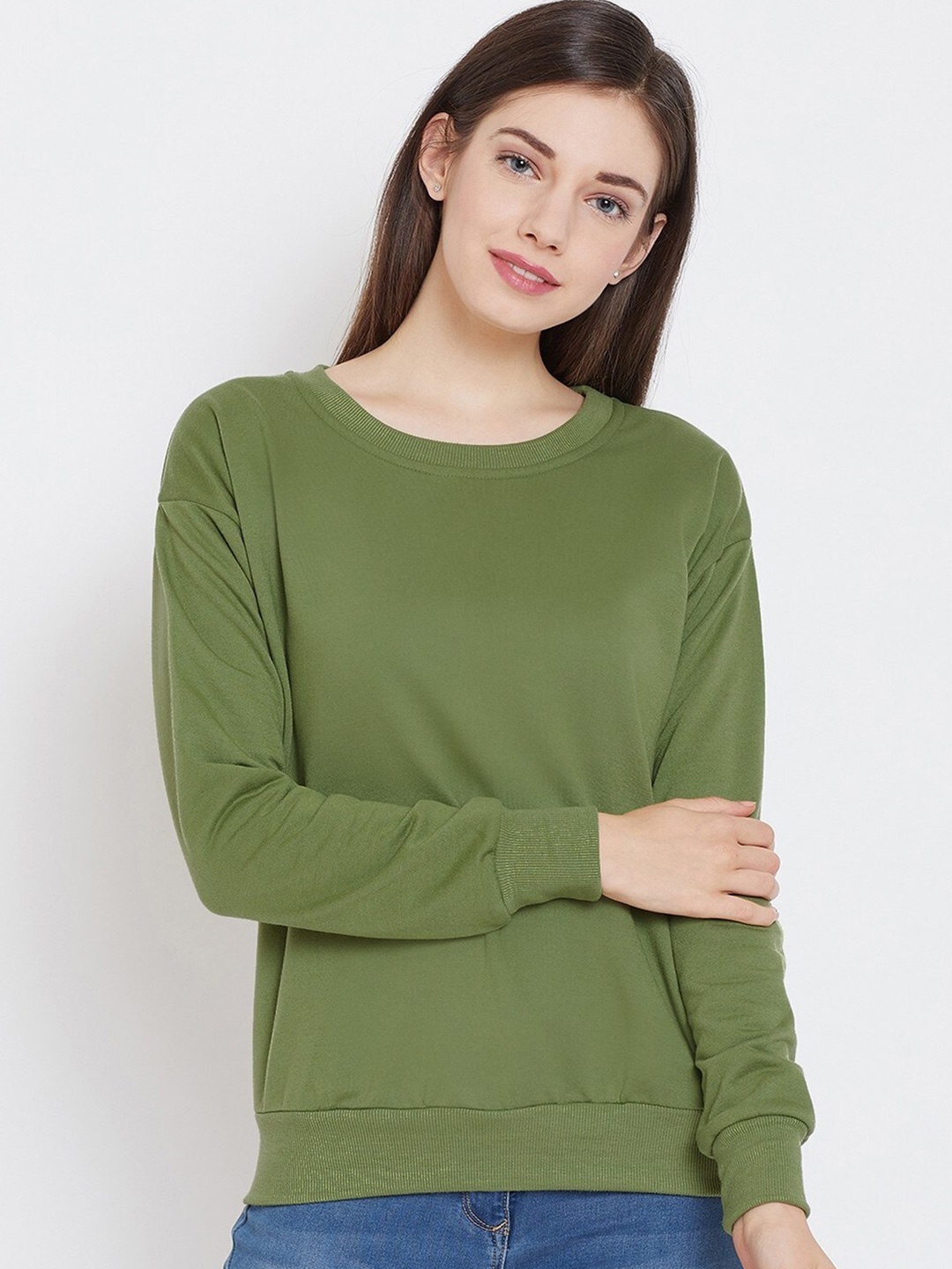 

BAESD Round Neck Fleece Pullover, Olive