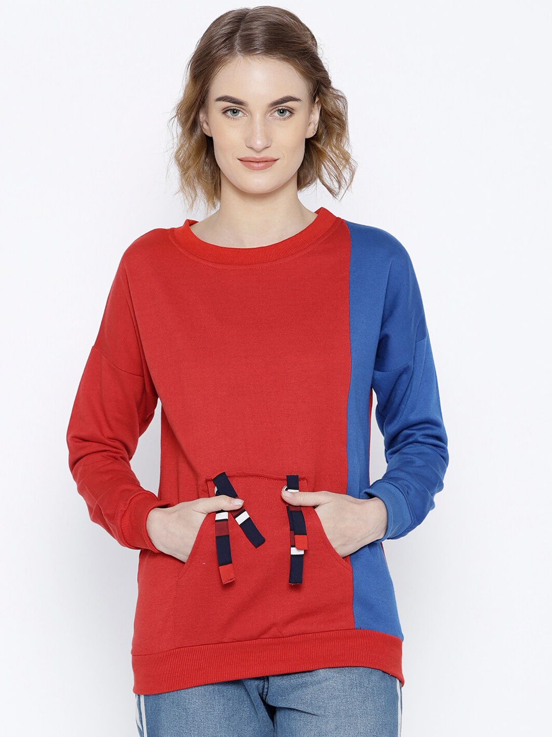 

BAESD Colourblocked Long Sleeves Fleece Sweatshirt, Red