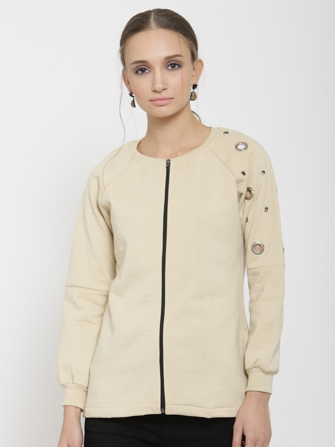 

BAESD Fleece Front-Open Sweatshirt, Beige