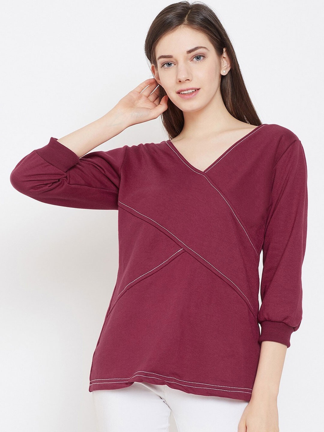 

BAESD V-neck Regular Top, Maroon