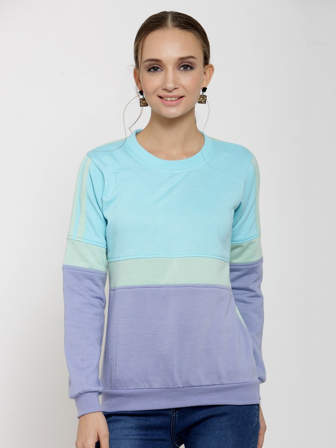 

BAESD Colourblocked Fleece Pullover Sweatshirt, Blue