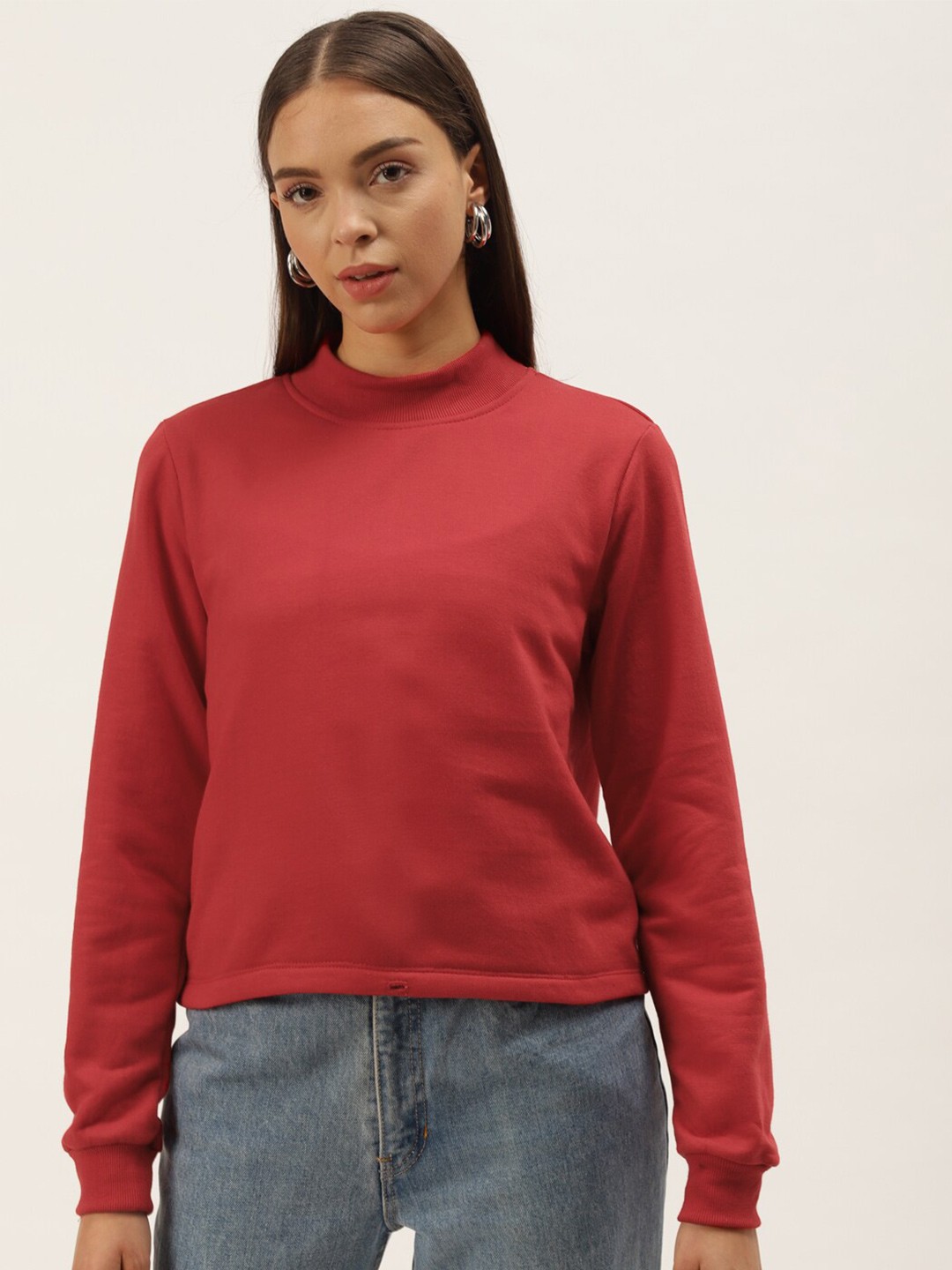 

BAESD High Neck Pullover Sweatshirt, Red