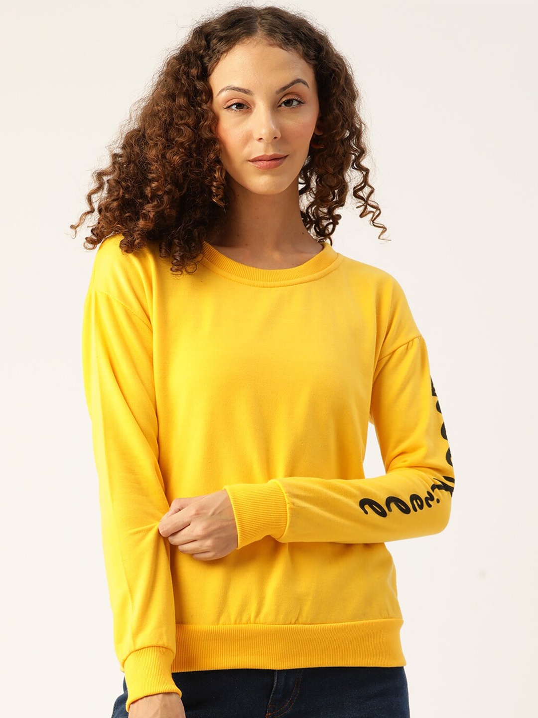 

BAESD Round Neck Fleece Sweatshirt, Yellow