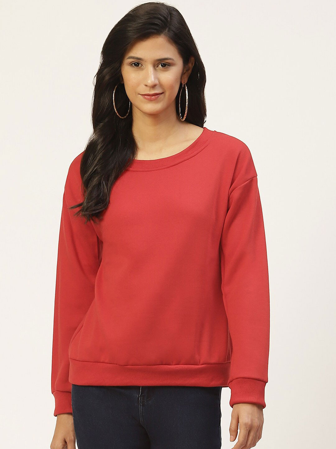 

BAESD Round Neck Fleece Sweatshirt, Red