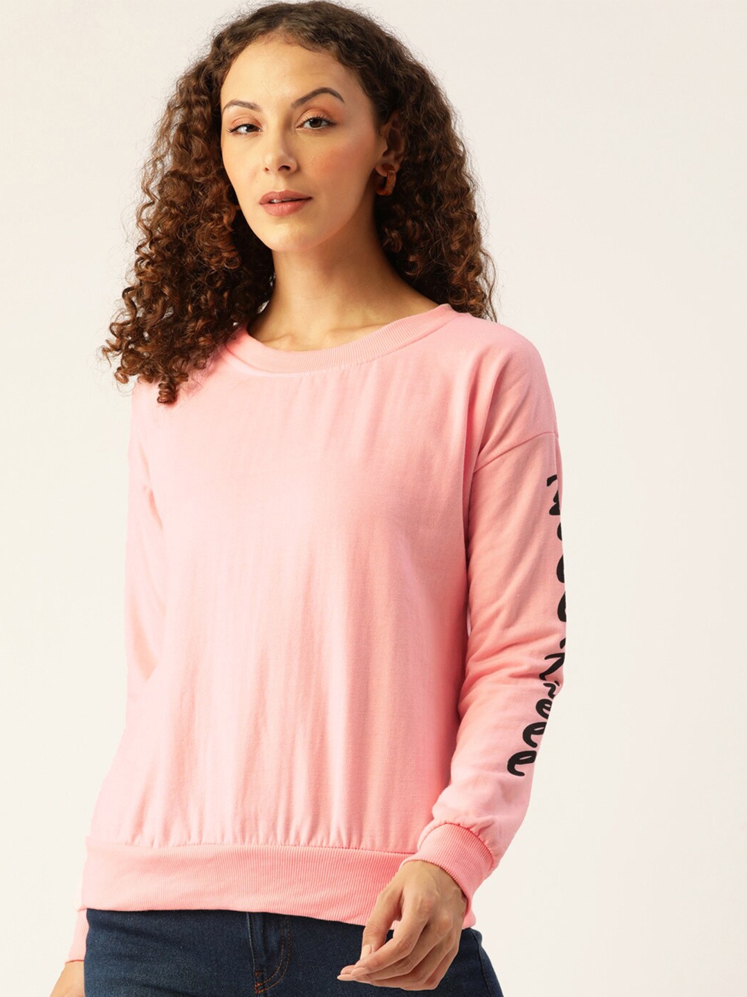 

BAESD Round Neck Fleece Sweatshirt, Pink