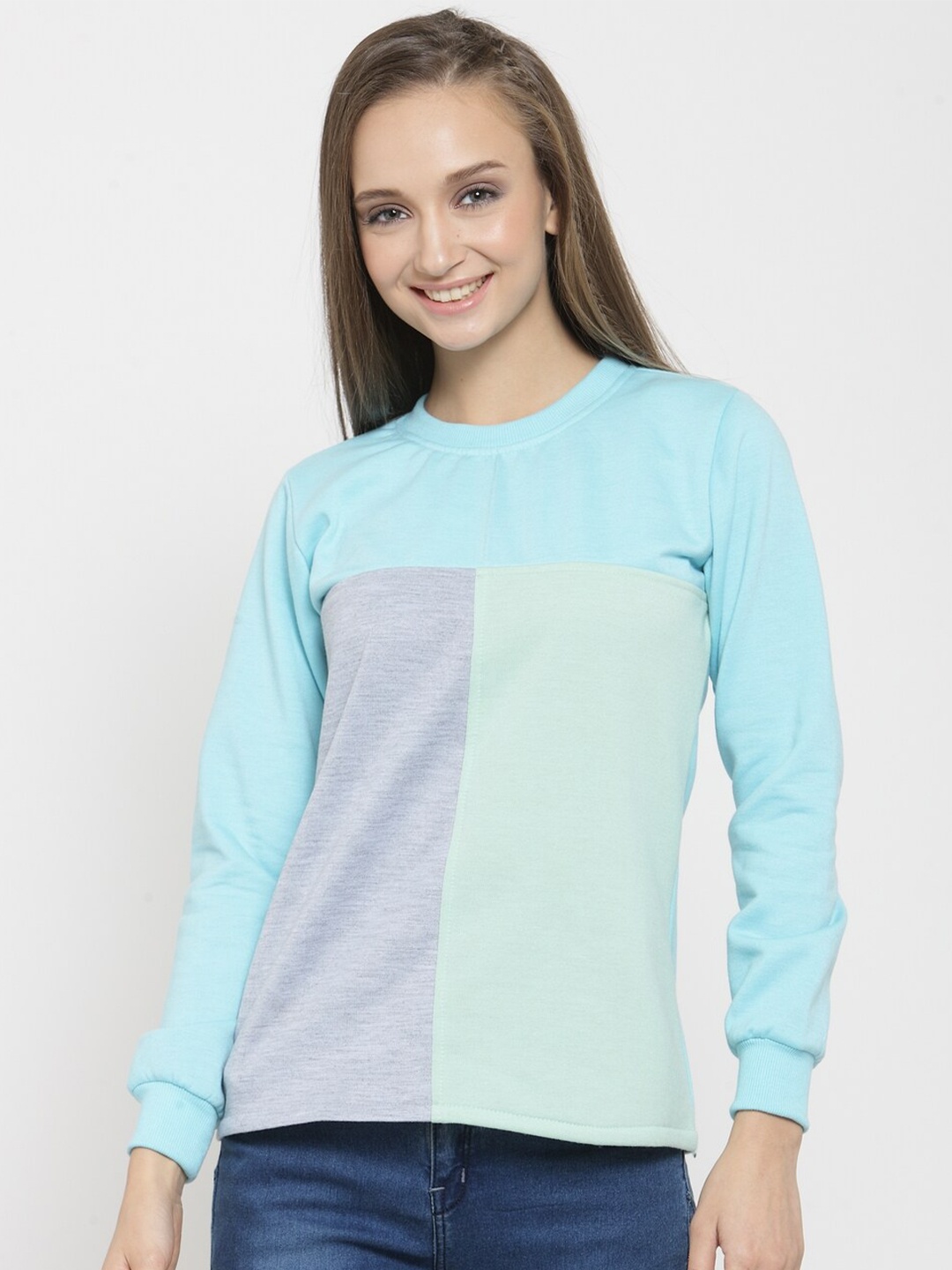 

BAESD Colourblocked Fleece Pullover, Turquoise blue