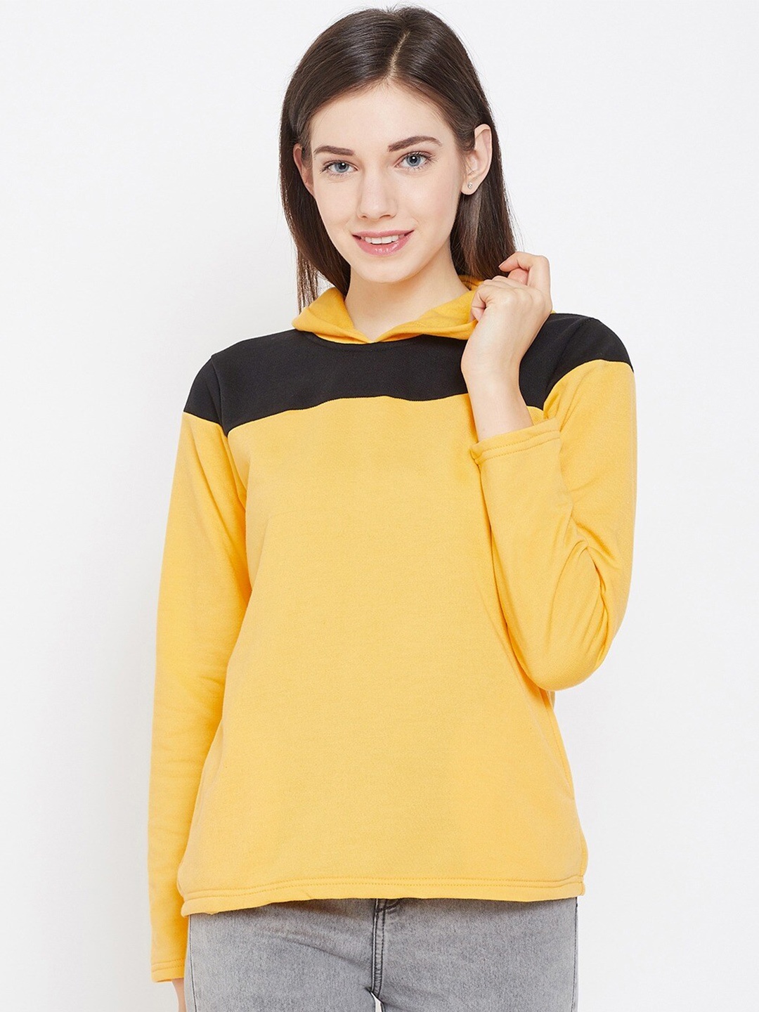 

BAESD Colourblocked Hooded Fleece Pullover, Yellow