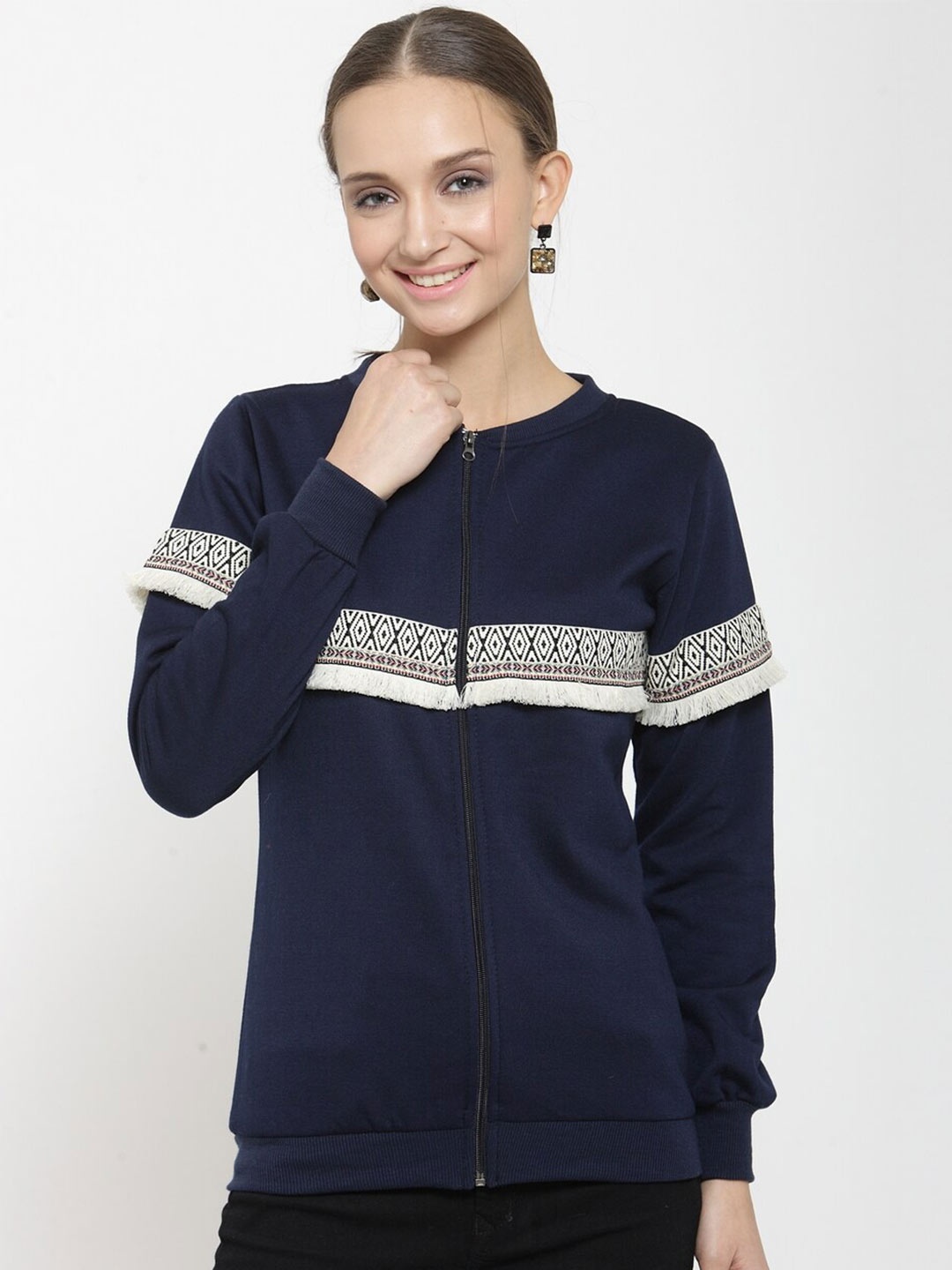 

BAESD Henley Neck Long Sleeves Applique Fleece Pullover Sweatshirt, Navy blue