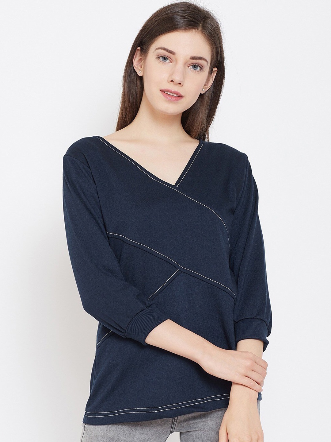 

BAESD V-Neck Fleece Sweatshirt, Navy blue