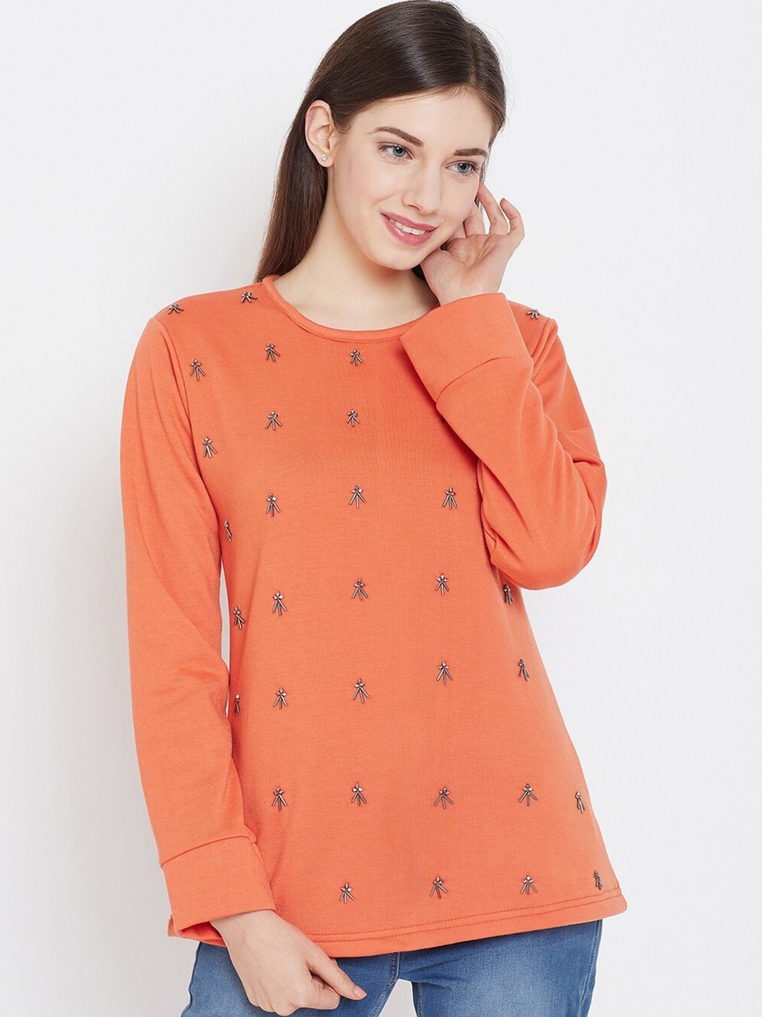 

BAESD Embellished Fleece Sweatshirt, Orange