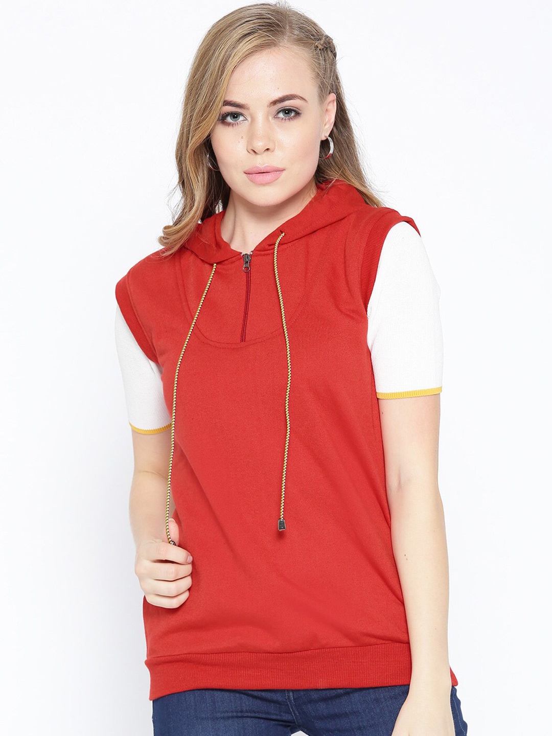 

BAESD Hooded Sleeveless Fleece Sweatshirt, Red