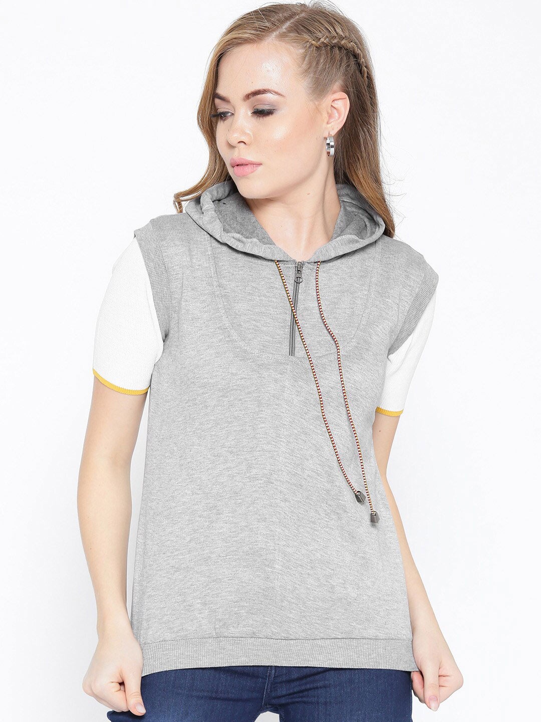 

BAESD Hooded Sleeveless Fleece Sweatshirt, Grey melange