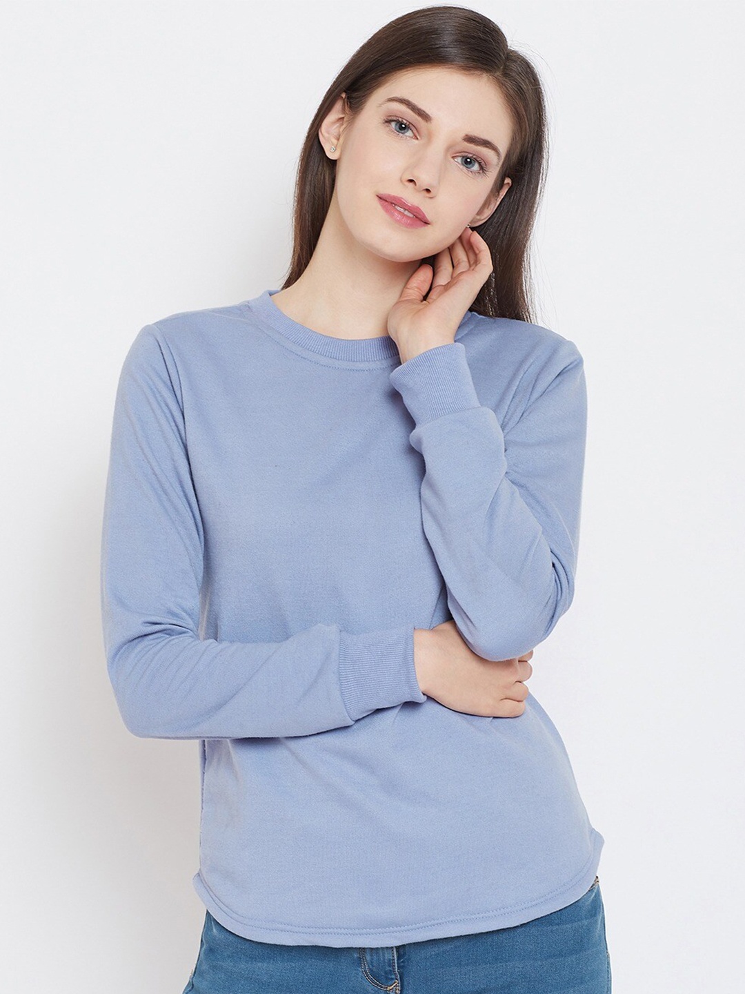 

BAESD Round Neck Long Sleeves Fleece Pullover, Blue