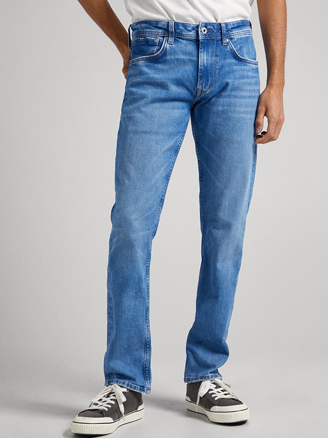 

Pepe Jeans Men Straight Fit Light Fade Stretchable Jeans, Blue