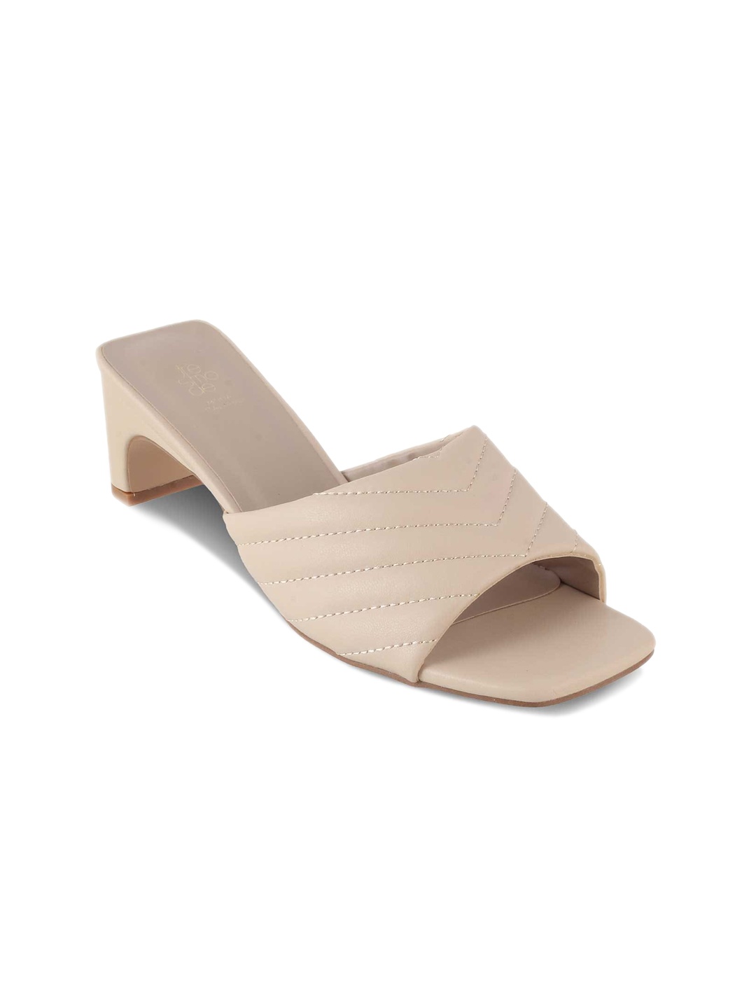 

Tresmode TOYOYO Textured Open Toe Block Heels, Beige