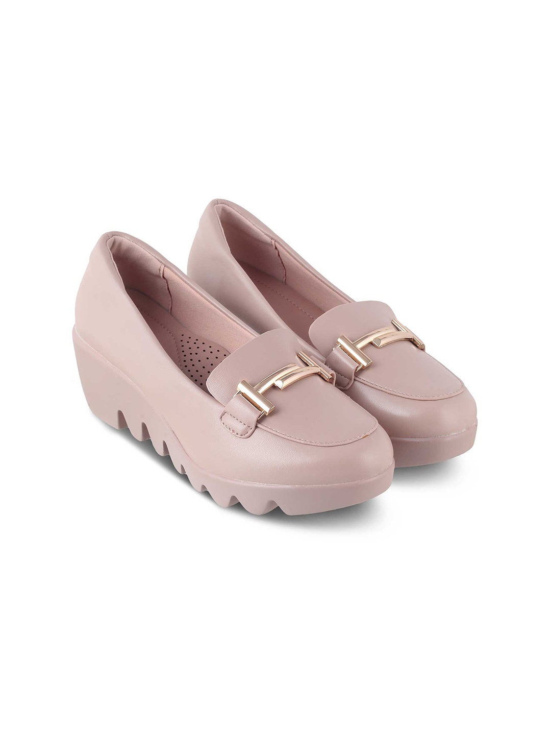 

Tresmode Buckle Detail Round Toe Wedge Heels, Pink