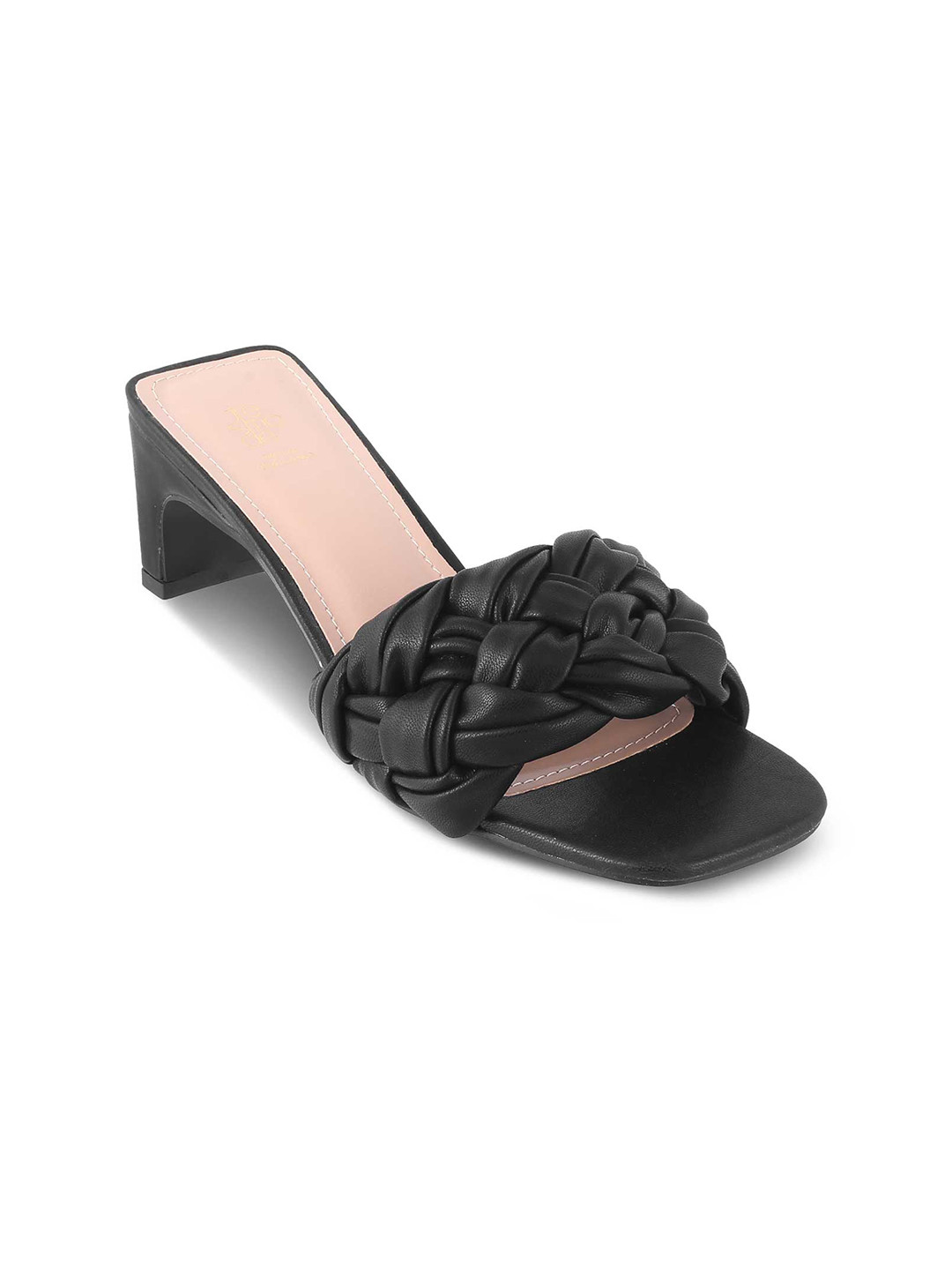 

Tresmode PRAGUES Textured Open Toe Block Heels, Black