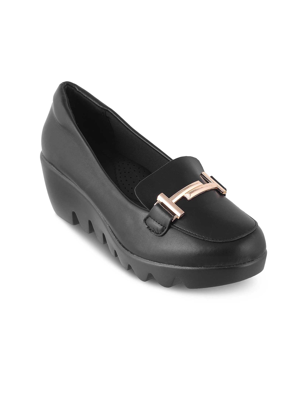 

Tresmode Buckle Detail Round Toe Wedge Heels, Black