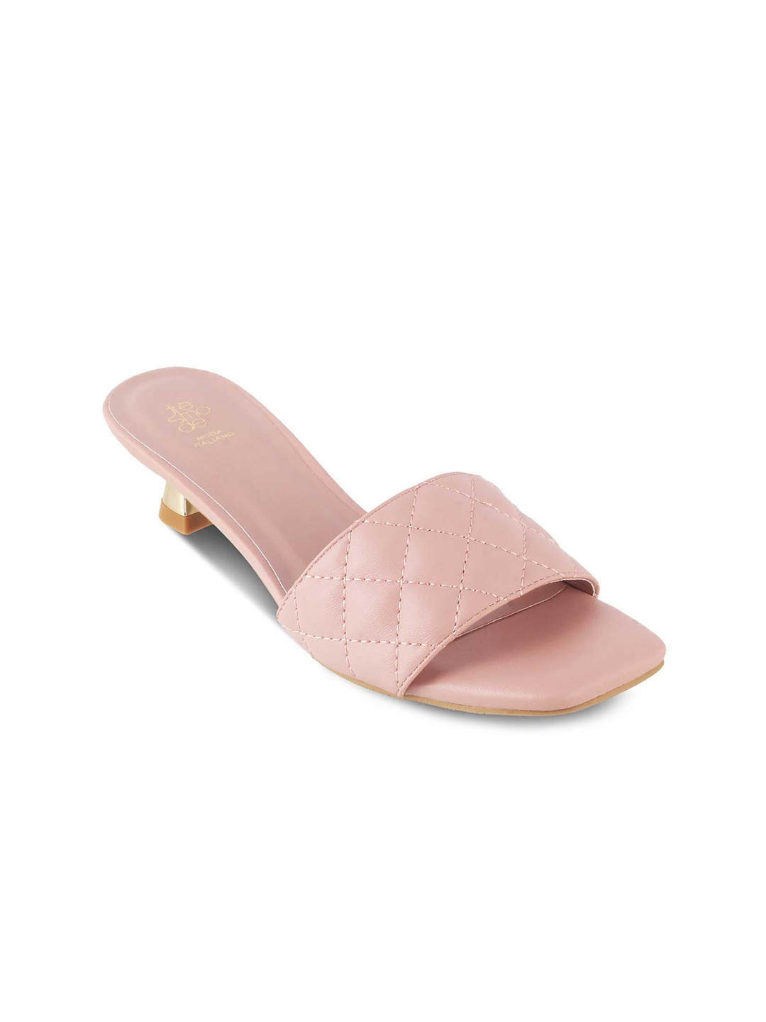 

Tresmode Quilted Open Toe Kitten Heels, Pink