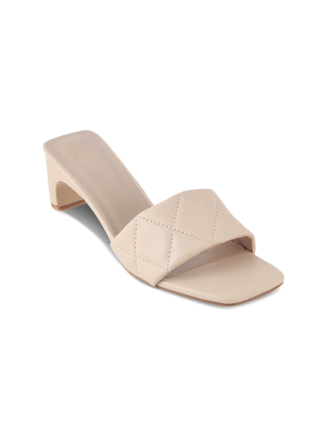 

Tresmode ALICIZ Textured Open Toe Block Heels, Beige
