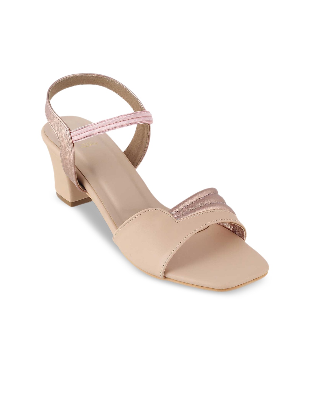 

Tresmode Open Toe Block Heels With Backstrap, Beige