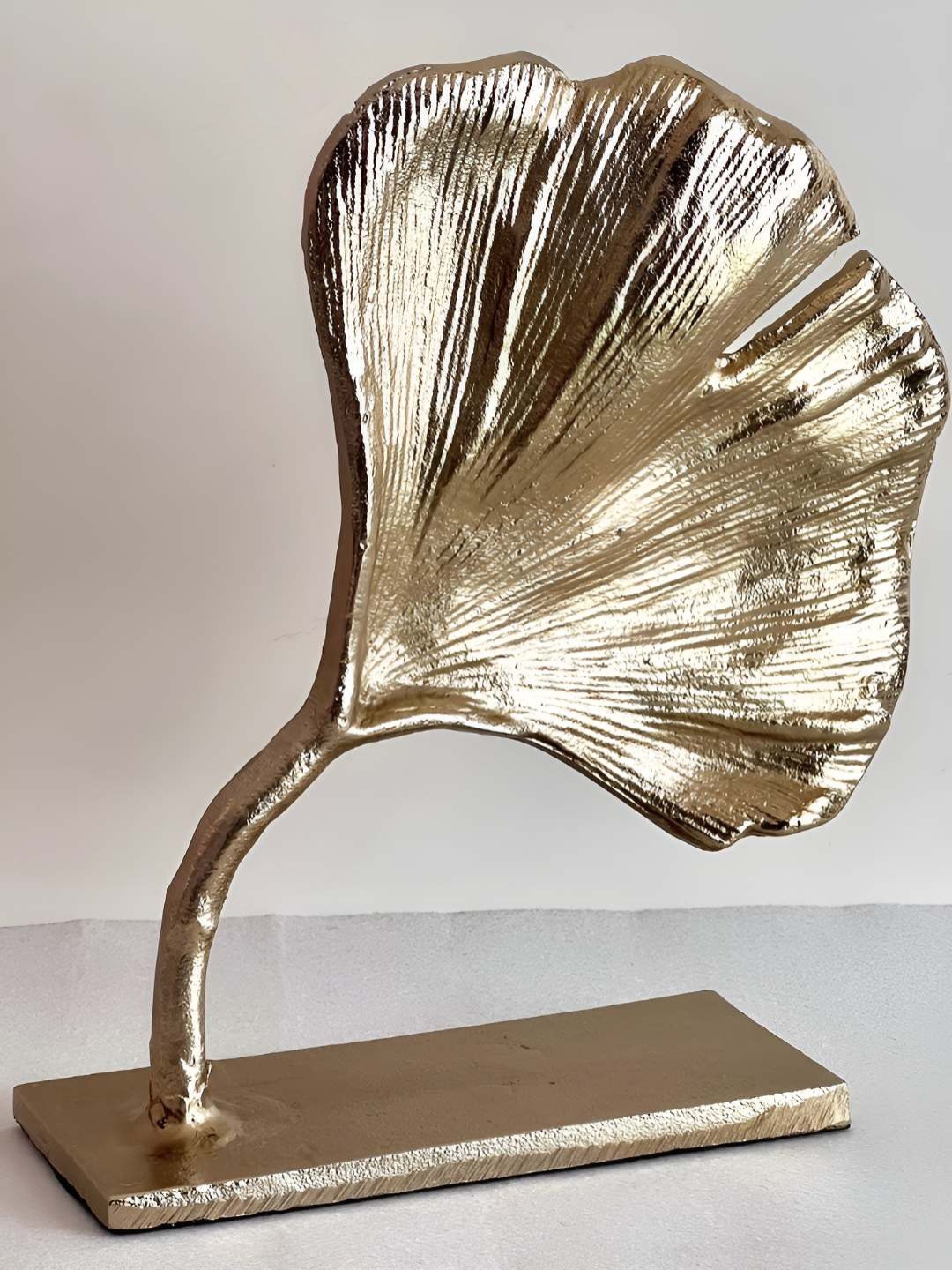 Timaya's Decor Gold Toned Aluminium Ginkgo Showpiece