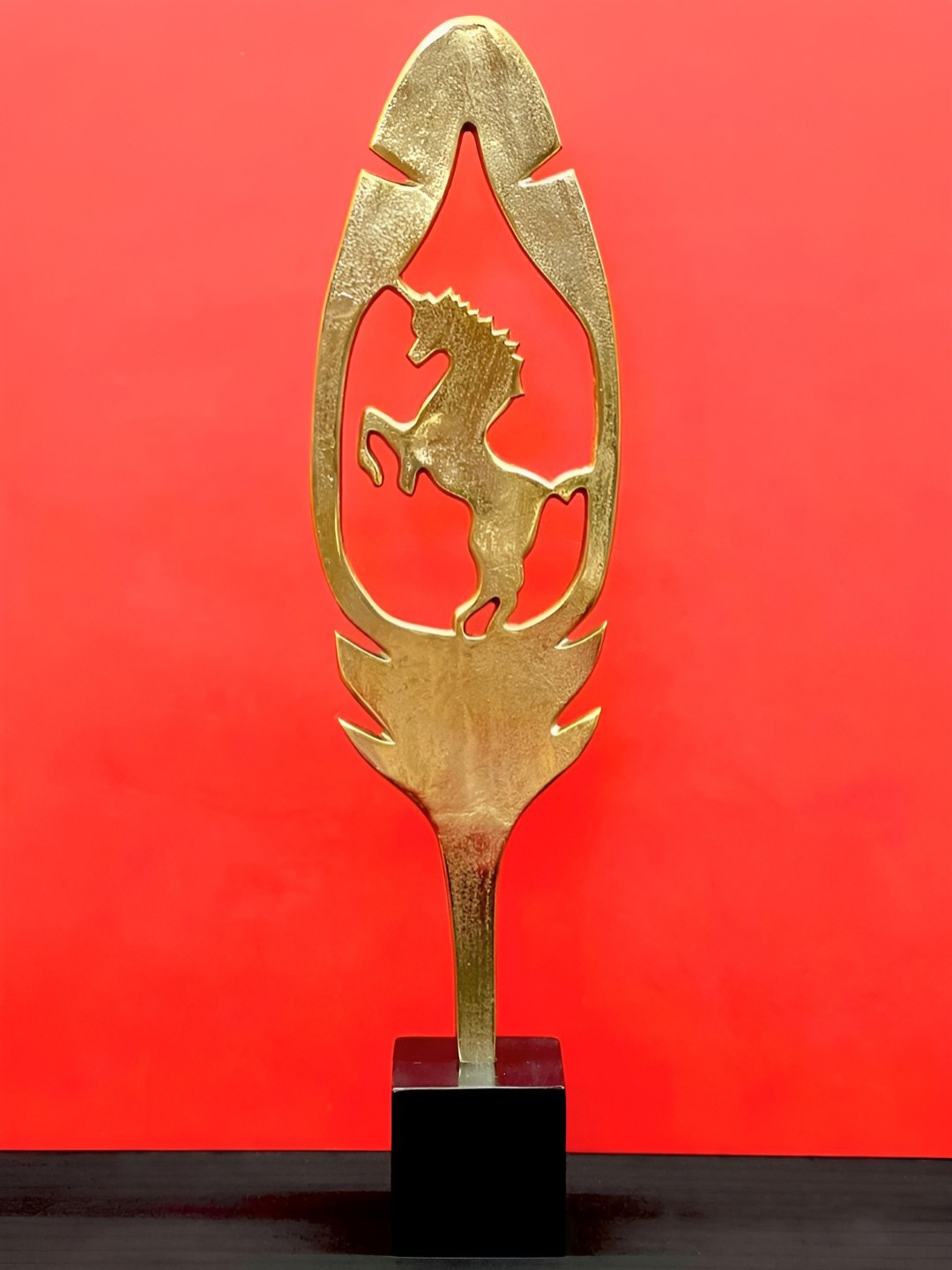 Timaya's Decor Gold Toned Aluminium Medium Unicorn Showpiece