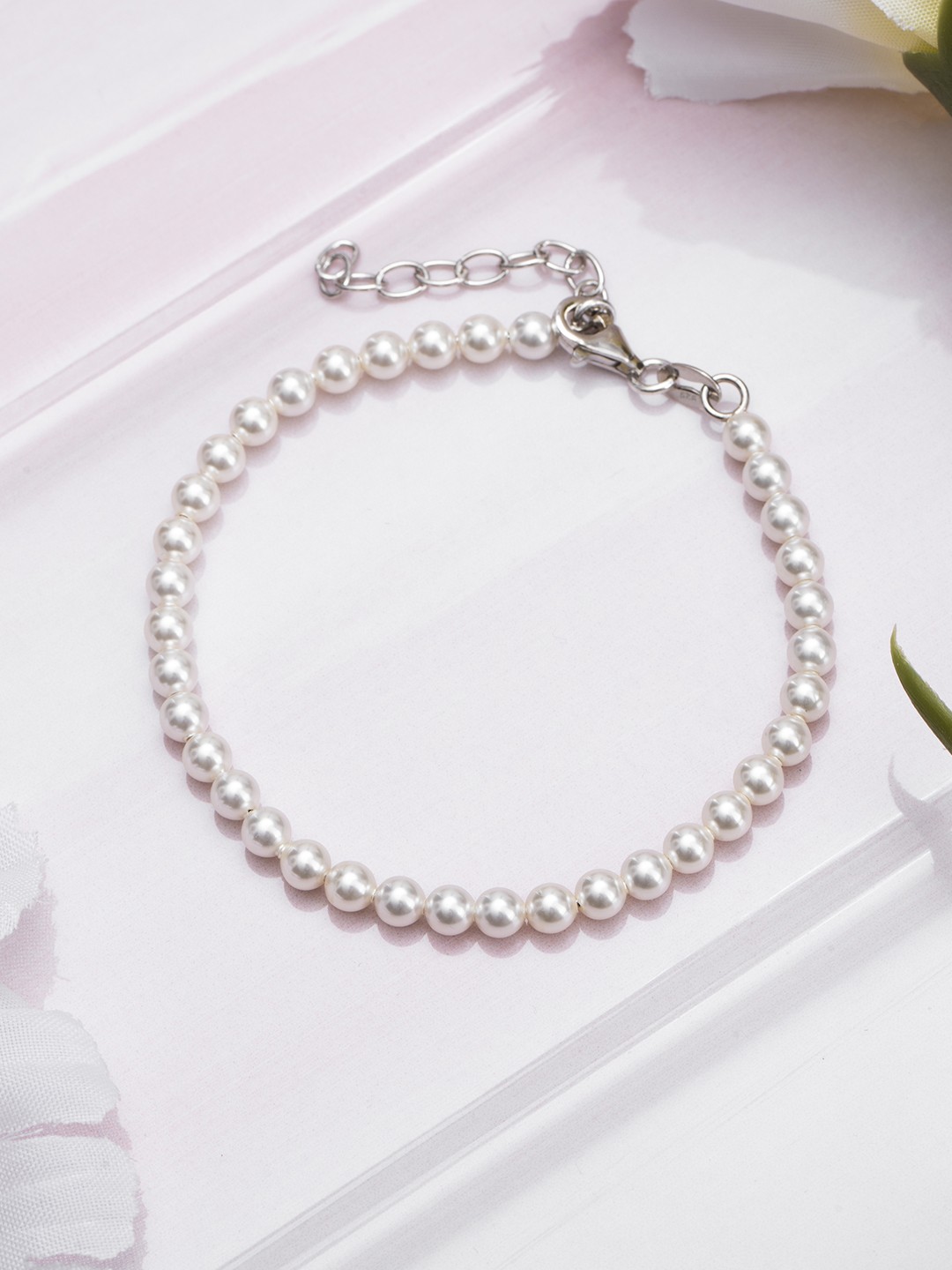 

Zavya Women Sterling Silver Pearls Studded Rhodium-Plated Wraparound Bracelet