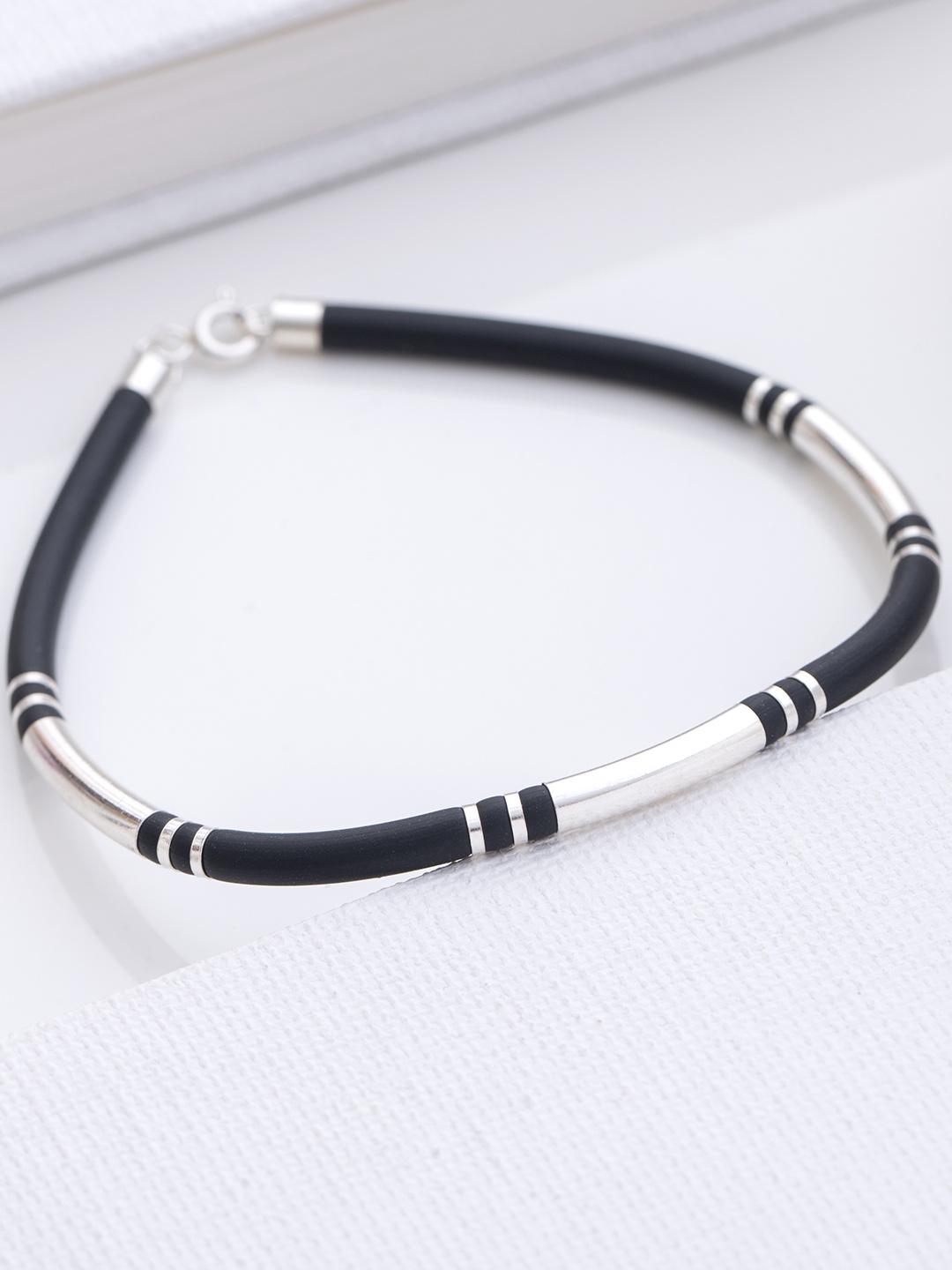 

Zavya Men Sterling Silver Rhodium-Plated Charm Bracelet