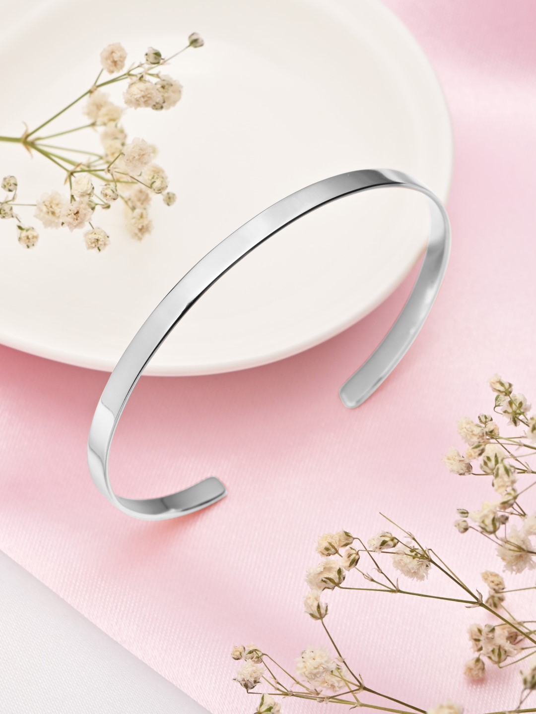 

Zavya Unisex Sterling Silver Rhodium-Plated Kada Bracelet